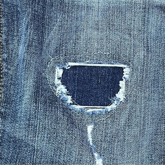 J Crew Reid Distressed Skinny Jeans Womens Size 24 Blue Ankle Patchwork - Picture 6 of 9